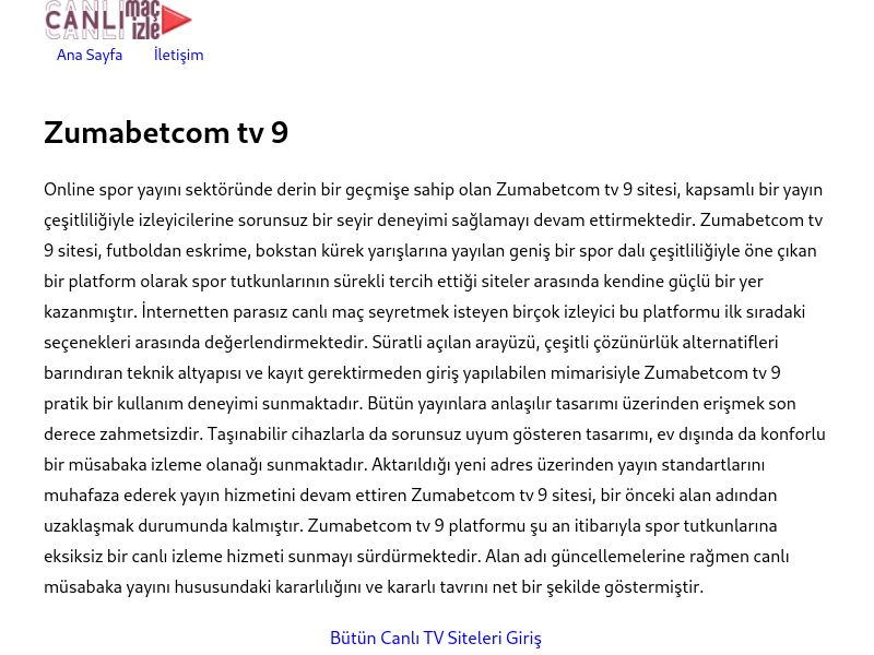 Zumabetcom tv 9 Giriş Bilgileri - Ekran Görüntüsü