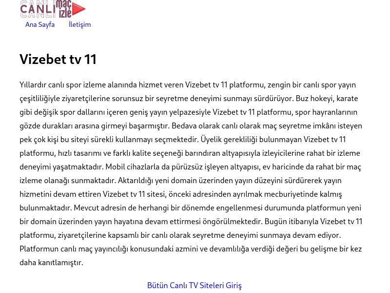 Vizebet tv 11 Güncel Giriş Adresi - Ekran Görüntüsü