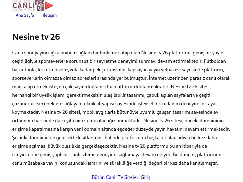 Nesine tv 26 Güncel Giriş Adresi Linki - Ekran Görüntüsü
