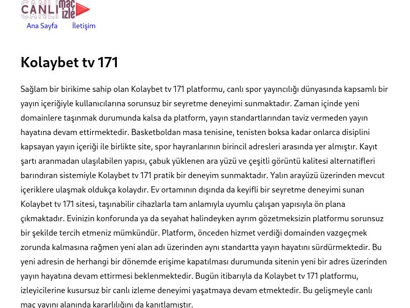 Kolaybet tv 171 Giriş Adresi - Ekran Görüntüsü