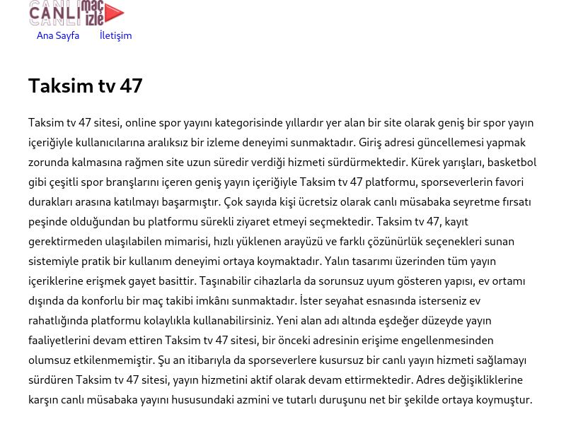 Taksim tv 47 Güncel Giriş Adresi Linki - Ekran Görüntüsü
