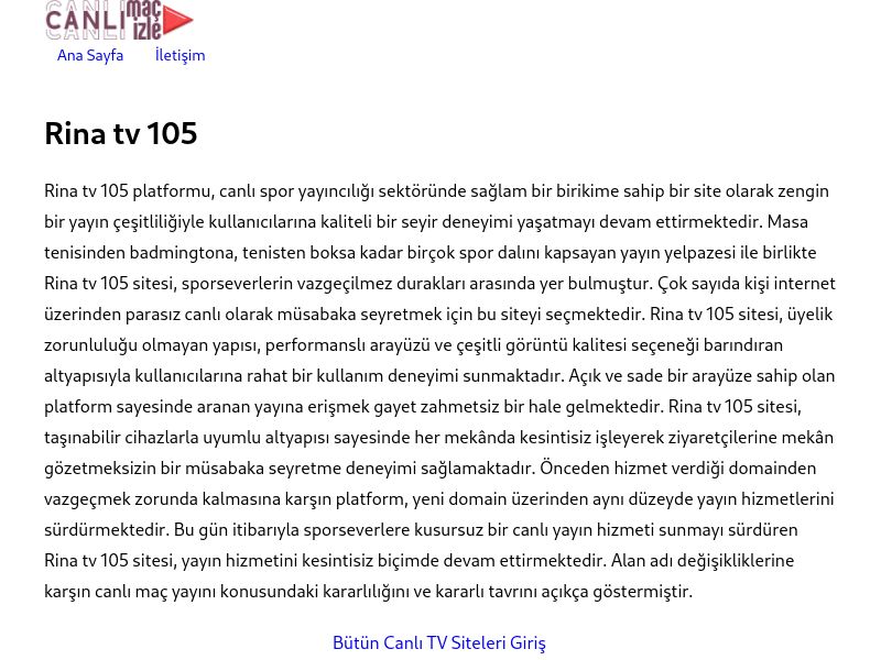 Rina tv 105 Güncel Giriş Adresi Linki - Ekran Görüntüsü