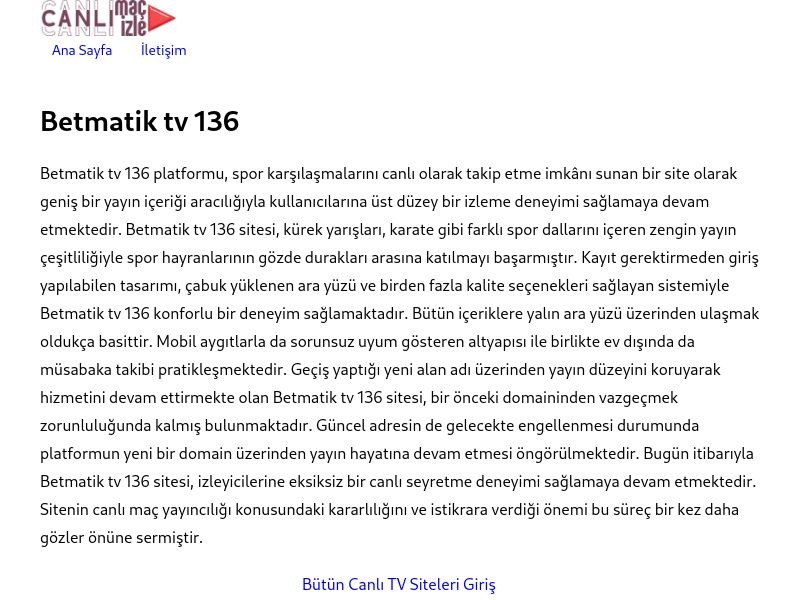 Betmatik tv 136 Güncel Link - Ekran Görüntüsü