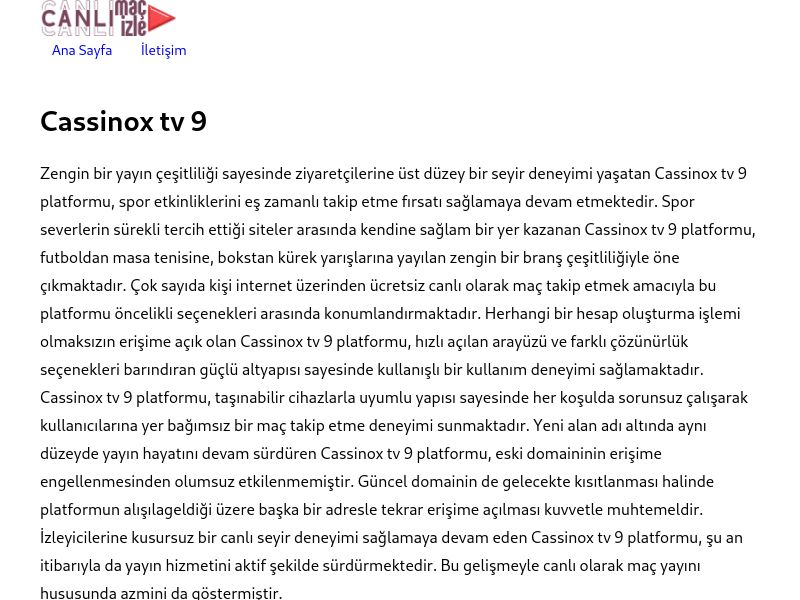 Cassinox tv 9 Giriş Bilgileri - Ekran Görüntüsü