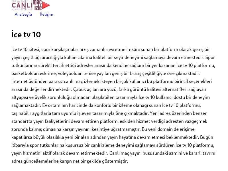 İce tv 10 Güncel Giriş Adresi Linki - Ekran Görüntüsü