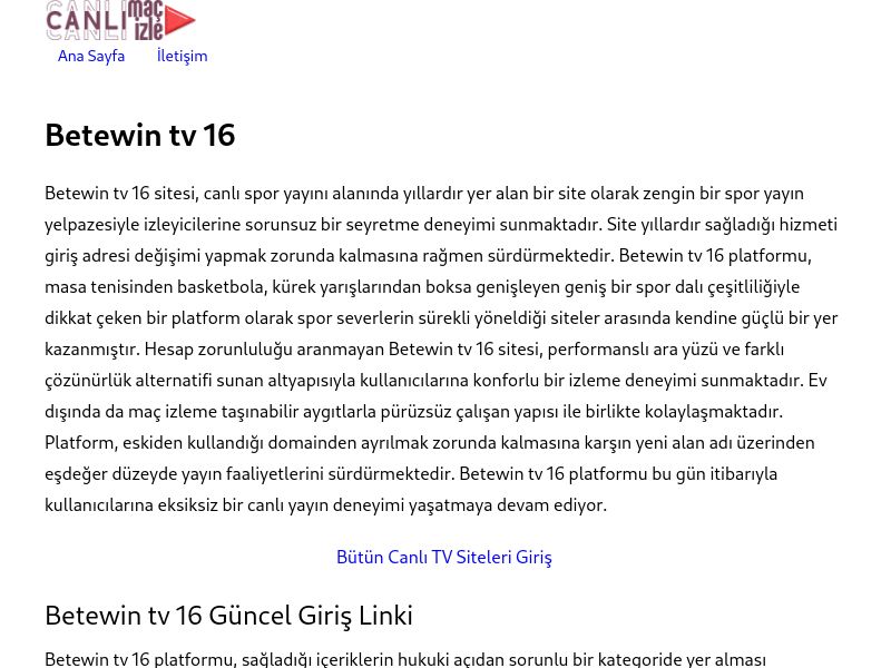 Betewin tv 16 Giriş Adresi - Ekran Görüntüsü