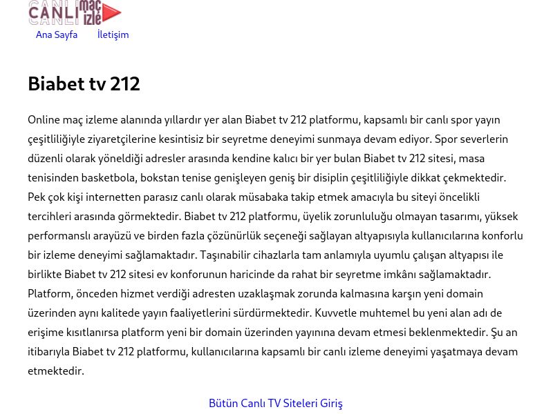 Biabet tv 212 Giriş Bilgileri - Ekran Görüntüsü