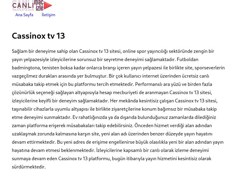 Cassinox tv 13 Giriş Linki - Ekran Görüntüsü