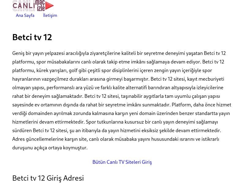 Betci tv 12 Güncel Link - Ekran Görüntüsü