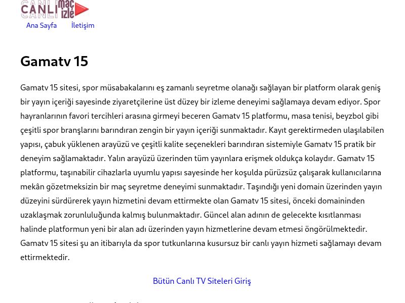 Gamatv 15 Güncel Giriş Adresi Linki - Ekran Görüntüsü