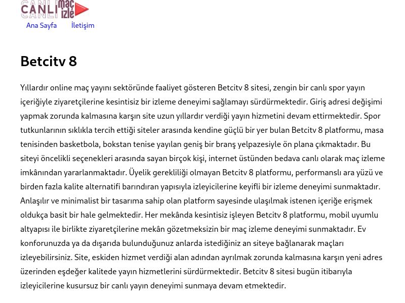 Betcitv 8 Güncel Giriş Adresi Linki - Ekran Görüntüsü