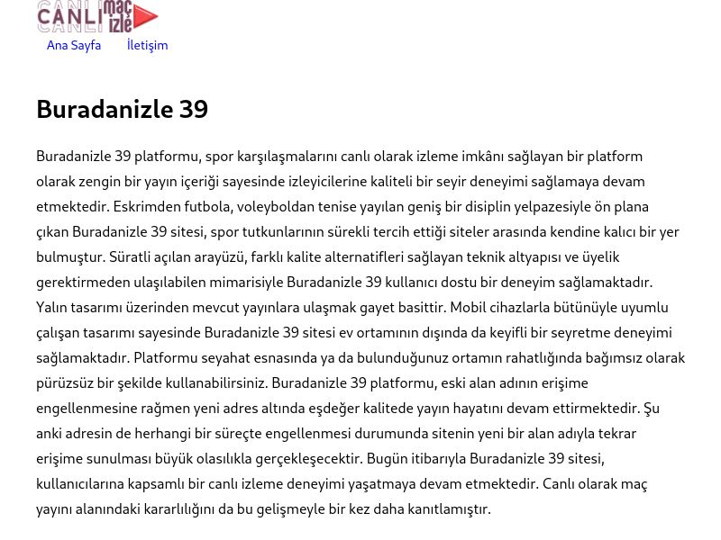 Buradanizle 39 Güncel Giriş Adresi Linki - Ekran Görüntüsü