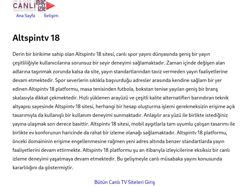 Altspintv 18 Yeni Adres - Ekran Görüntüsü