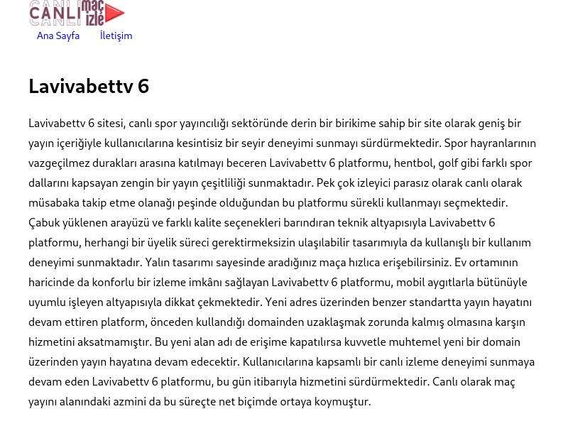 Lavivabettv 6 Güncel Link - Ekran Görüntüsü