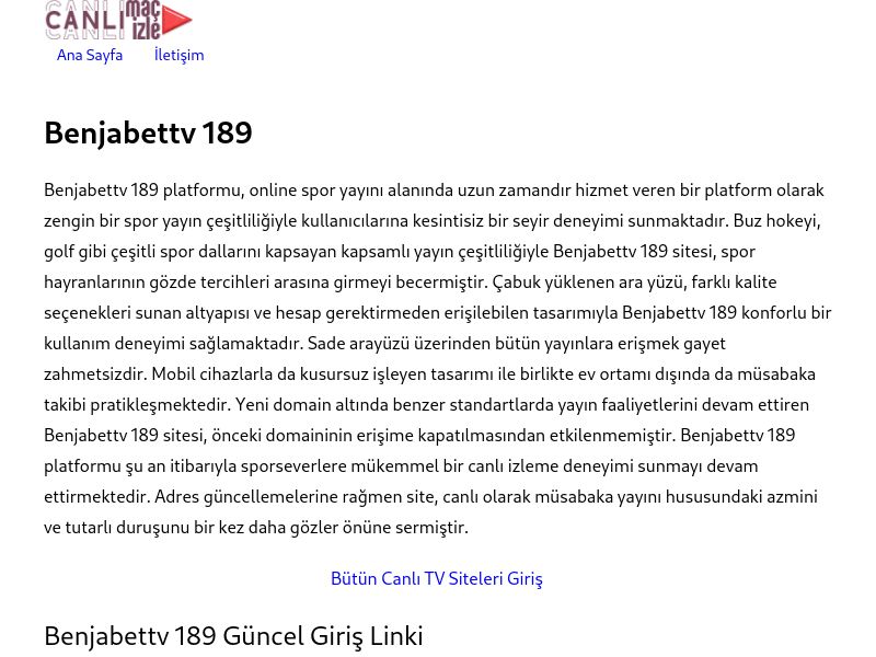 Benjabettv 189 Güncel Giriş Adresi - Ekran Görüntüsü