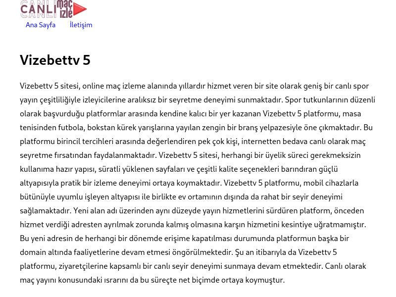Vizebettv 5 Güncel Giriş Adresi - Ekran Görüntüsü