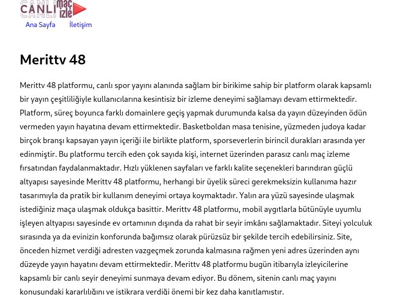Merittv 48 Güncel Giriş Adresi Linki - Ekran Görüntüsü