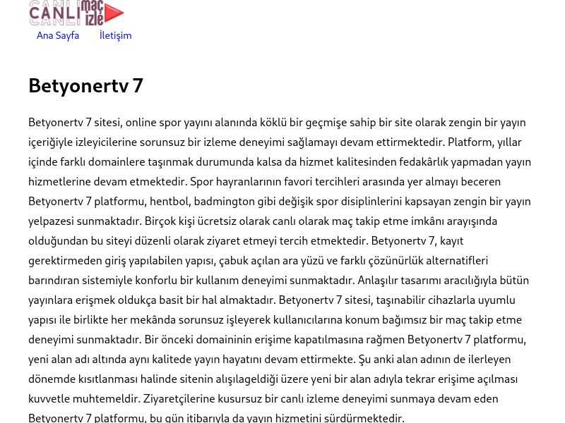 Betyonertv 7 Giriş Bilgileri - Ekran Görüntüsü