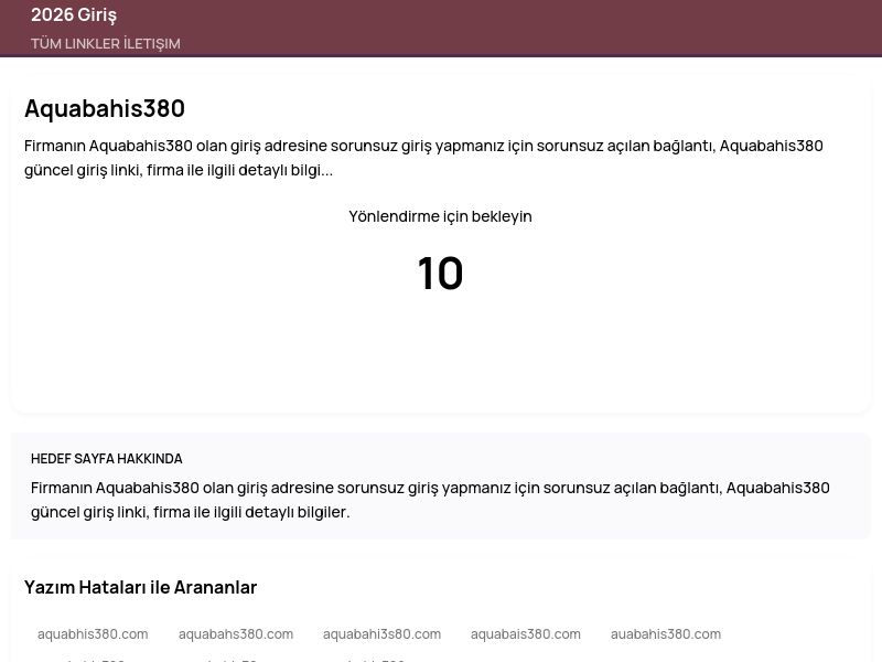 Aquabahis380 - 2026 Giriş - Ekran Görüntüsü
