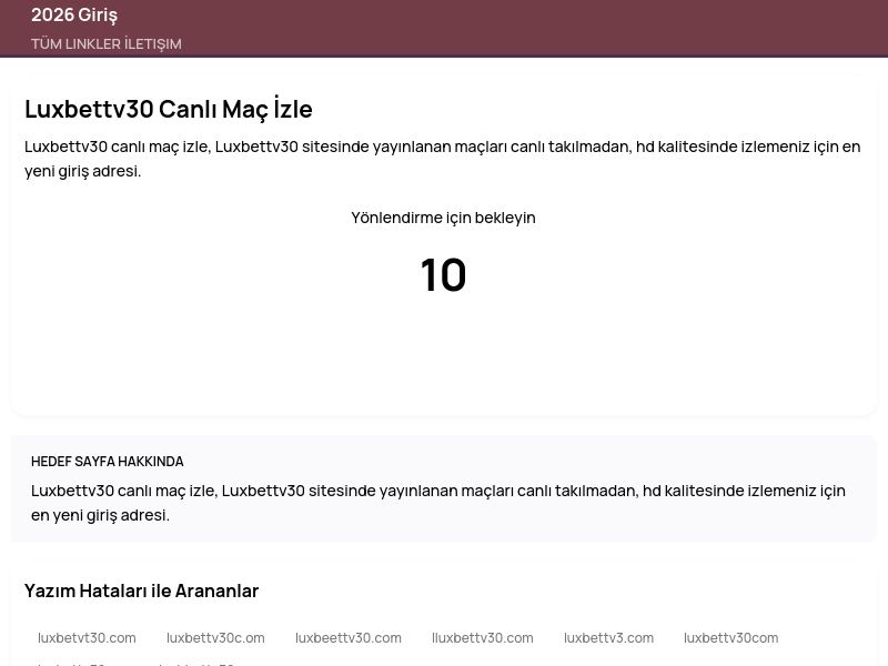 Luxbettv30 Canlı Maç İzle - 2026 Giriş - Ekran Görüntüsü