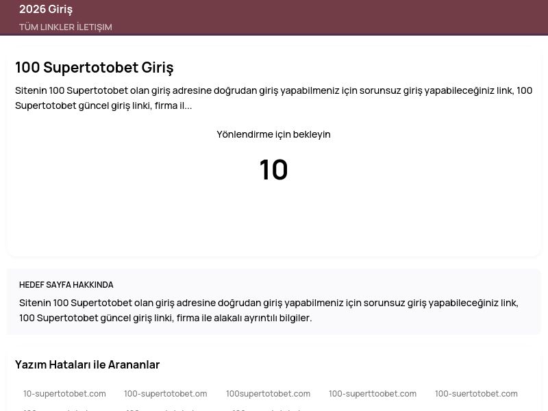 100 Supertotobet Giriş - 2026 Giriş - Ekran Görüntüsü