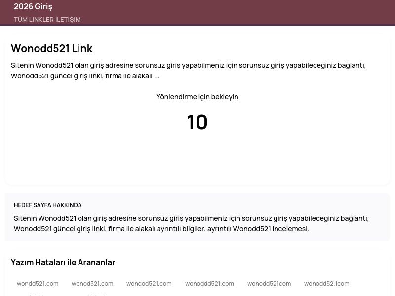 Wonodd521 Link - 2026 Giriş - Ekran Görüntüsü
