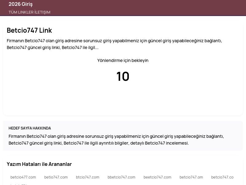 Betcio747 Link - 2026 Giriş - Ekran Görüntüsü