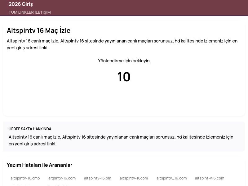 Altspintv 16 Maç İzle - 2026 Giriş - Ekran Görüntüsü