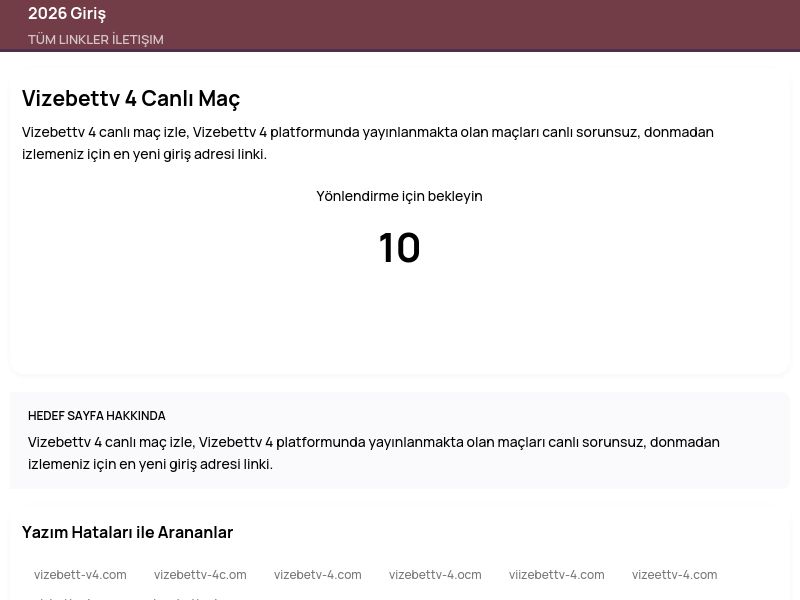Vizebettv 4 Canlı Maç - 2026 Giriş - Ekran Görüntüsü