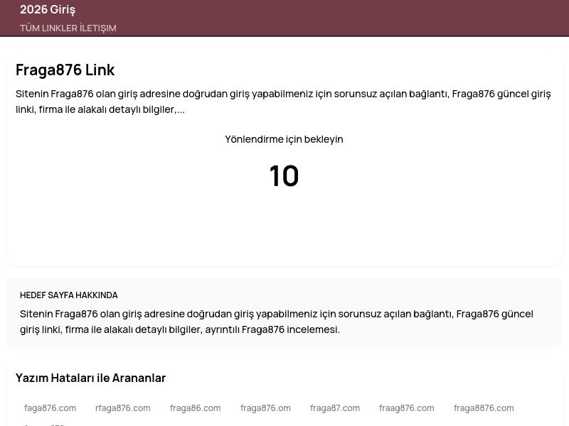 Fraga876 Link - 2026 Giriş - Ekran Görüntüsü