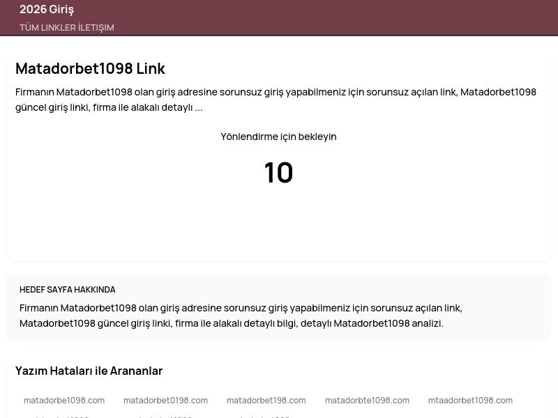 Matadorbet1098 Link - 2026 Giriş - Ekran Görüntüsü