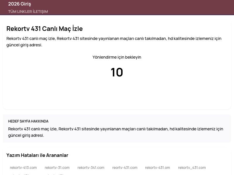 Rekortv 431 Canlı Maç İzle - 2026 Giriş - Ekran Görüntüsü