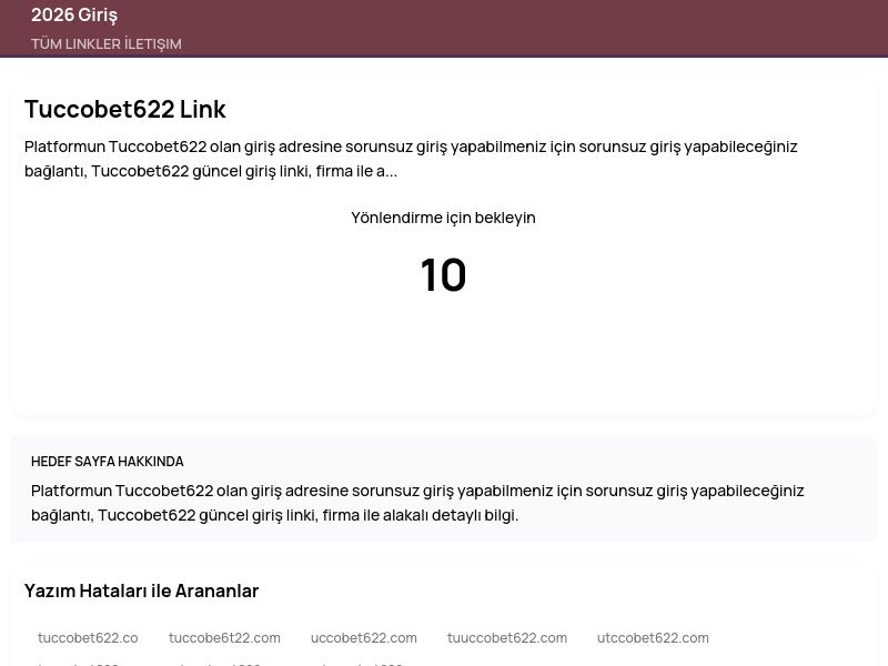 Tuccobet622 Link - 2026 Giriş - Ekran Görüntüsü