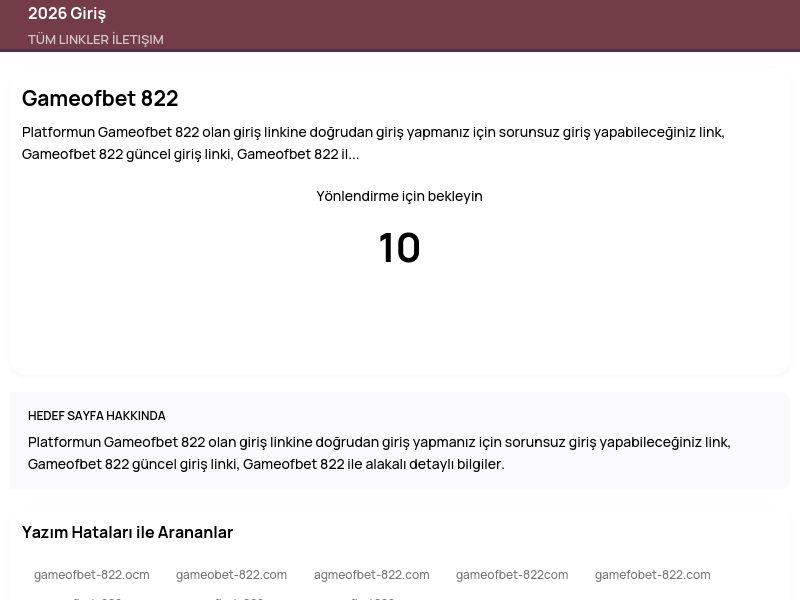 Gameofbet 822 - 2026 Giriş - Ekran Görüntüsü