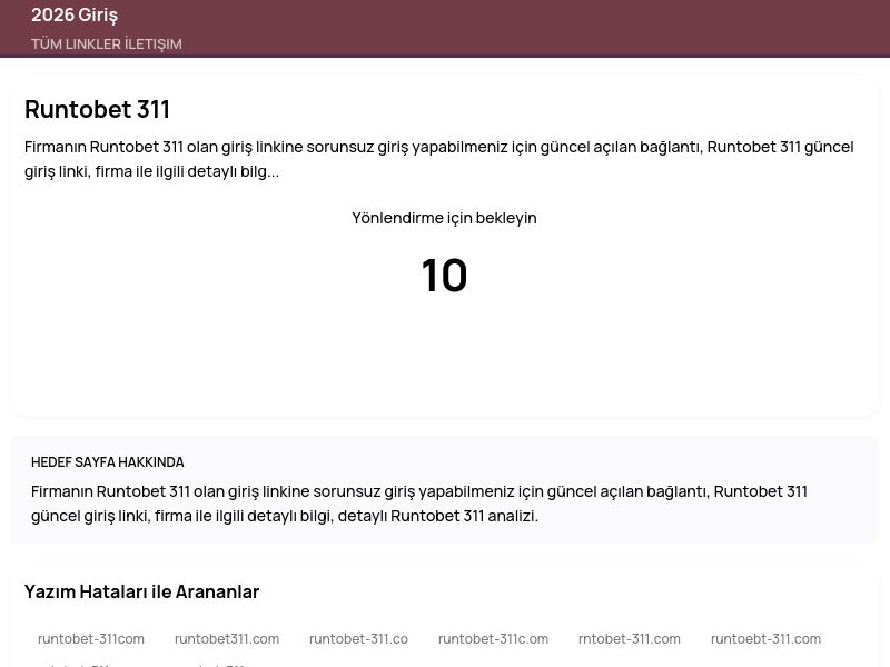 Runtobet 311 - 2026 Giriş - Ekran Görüntüsü
