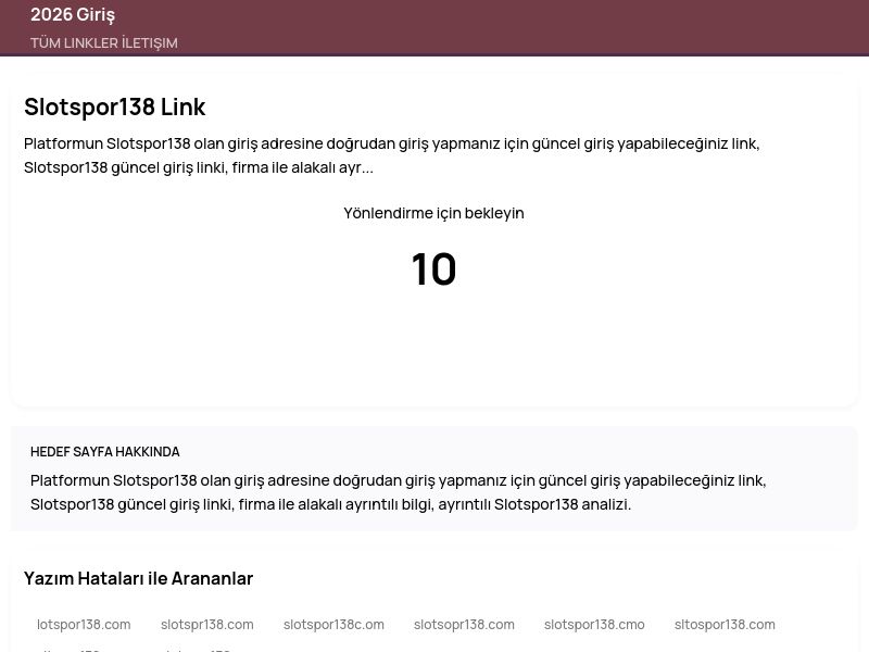 Slotspor138 Link - 2026 Giriş - Ekran Görüntüsü