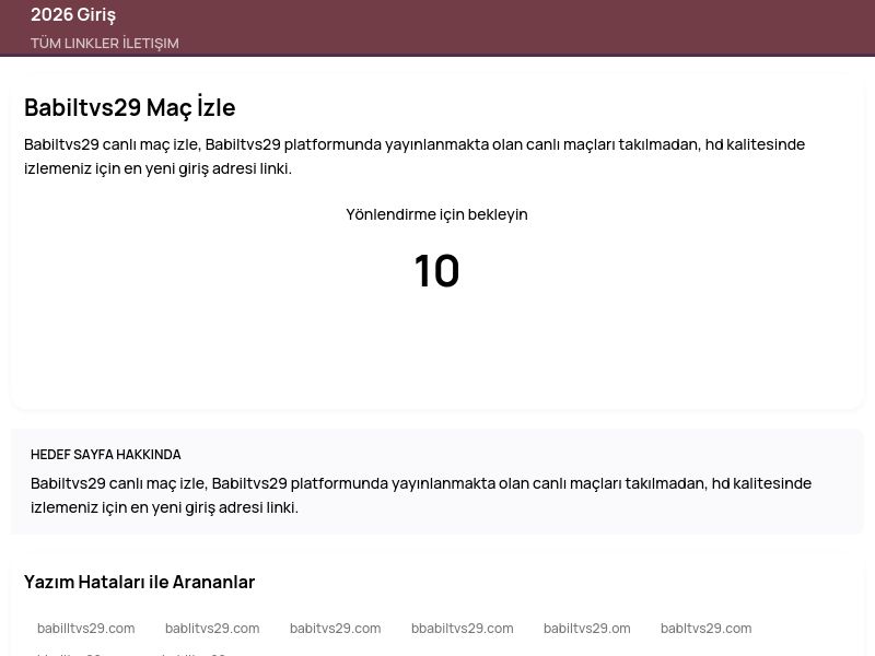 Babiltvs29 Maç İzle - 2026 Giriş - Ekran Görüntüsü