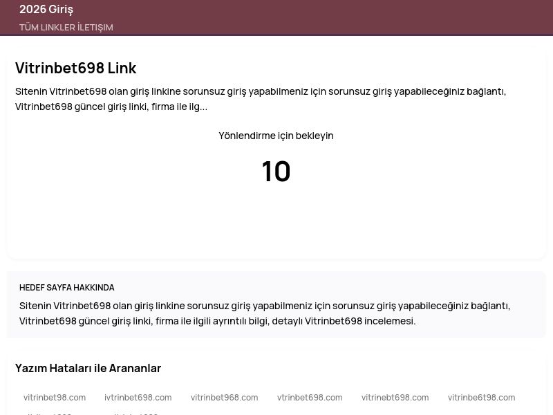 Vitrinbet698 Link - 2026 Giriş - Ekran Görüntüsü