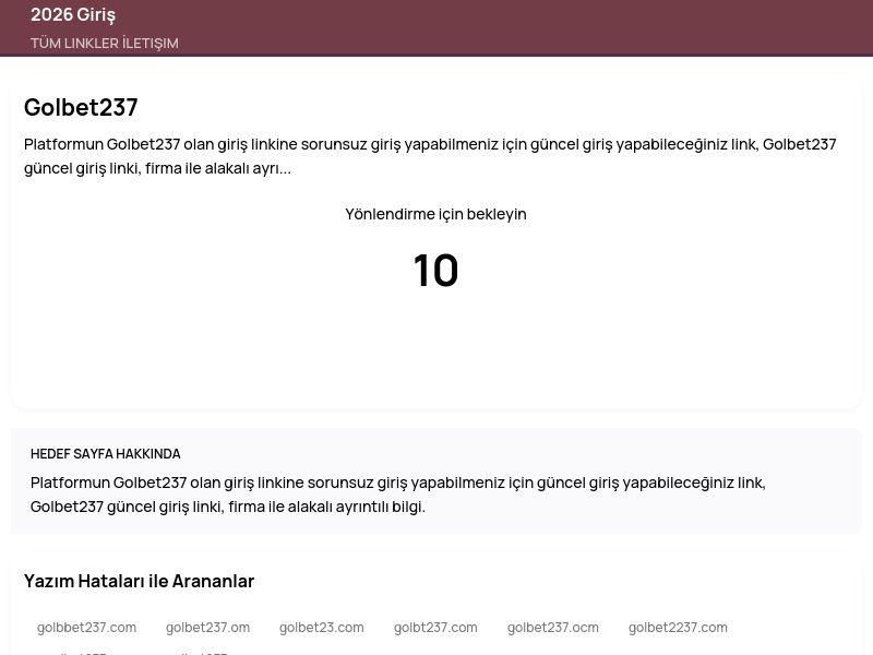 Golbet237 - 2026 Giriş - Ekran Görüntüsü