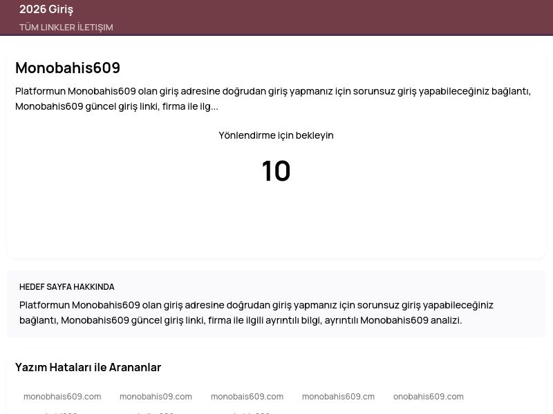 Monobahis609 - 2026 Giriş - Ekran Görüntüsü