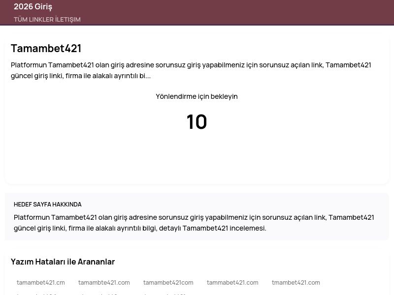 Tamambet421 - 2026 Giriş - Ekran Görüntüsü
