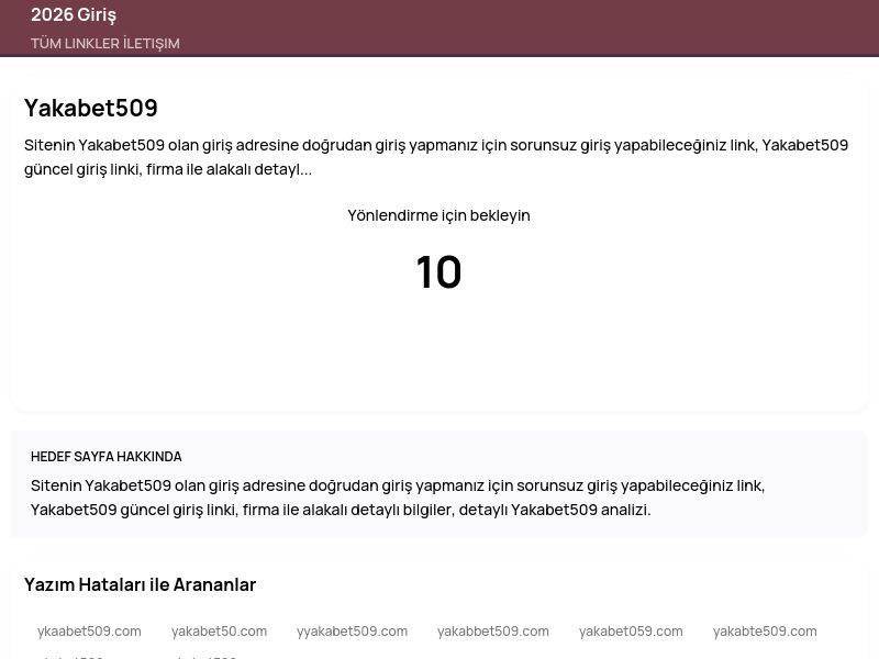 Yakabet509 - 2026 Giriş - Ekran Görüntüsü