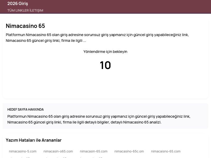 Nimacasino 65 - 2026 Giriş - Ekran Görüntüsü