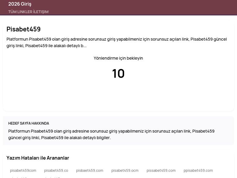 Pisabet459 - 2026 Giriş - Ekran Görüntüsü