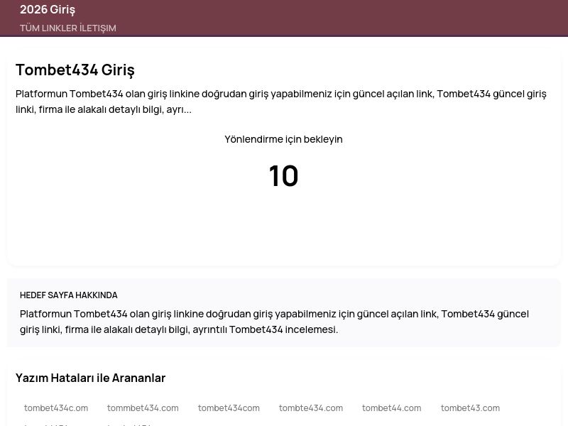 Tombet434 Giriş - 2026 Giriş - Ekran Görüntüsü