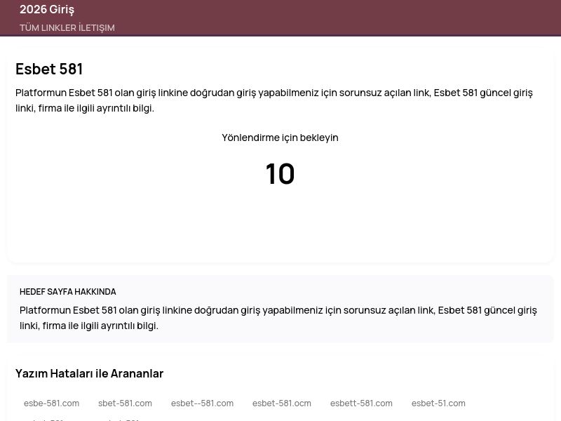 Esbet 581 - 2026 Giriş - Ekran Görüntüsü