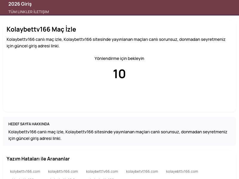 Kolaybettv166 Maç İzle - 2026 Giriş - Ekran Görüntüsü