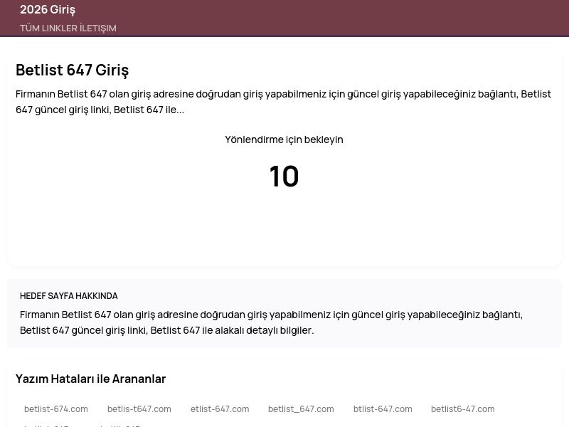 Betlist 647 Giriş - 2026 Giriş - Ekran Görüntüsü