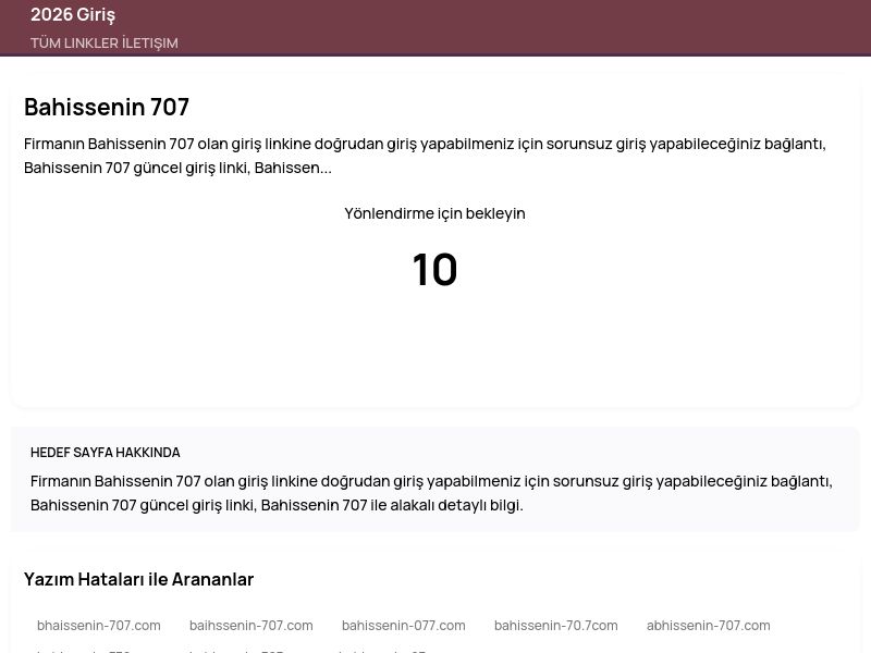 Bahissenin 707 - 2026 Giriş - Ekran Görüntüsü
