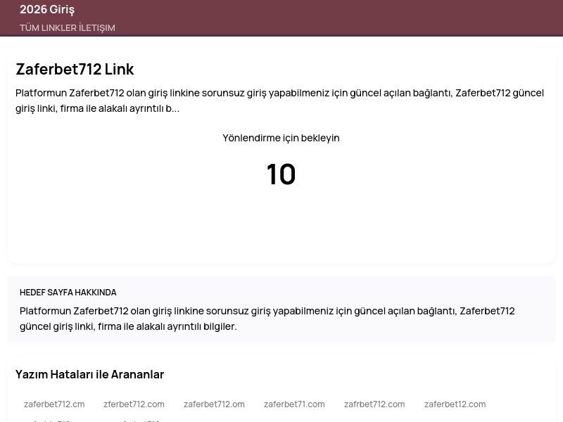 Zaferbet712 Link - 2026 Giriş - Ekran Görüntüsü